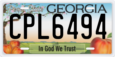 GA license plate CPL6494