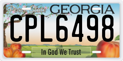 GA license plate CPL6498