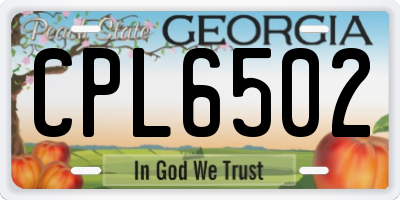 GA license plate CPL6502