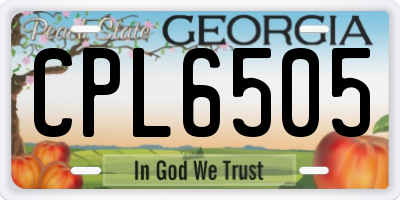 GA license plate CPL6505
