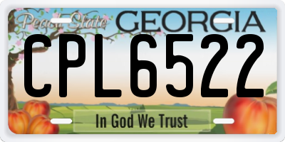 GA license plate CPL6522