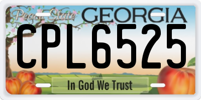 GA license plate CPL6525