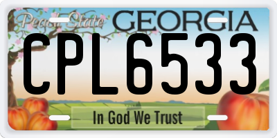 GA license plate CPL6533