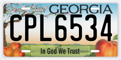 GA license plate CPL6534