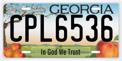 GA license plate CPL6536
