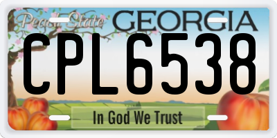 GA license plate CPL6538
