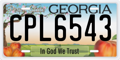 GA license plate CPL6543