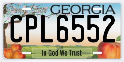 GA license plate CPL6552