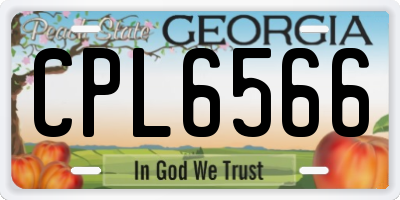 GA license plate CPL6566