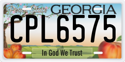 GA license plate CPL6575