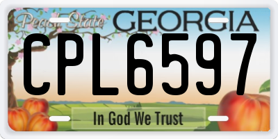 GA license plate CPL6597