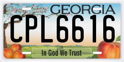 GA license plate CPL6616