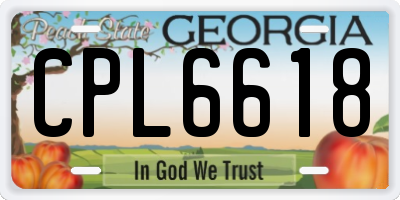 GA license plate CPL6618