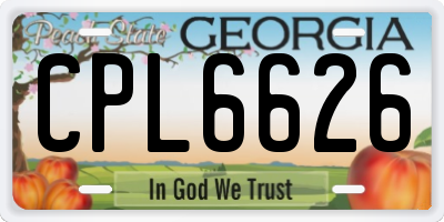 GA license plate CPL6626