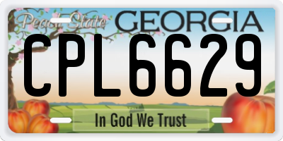 GA license plate CPL6629