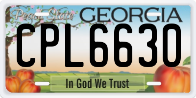 GA license plate CPL6630