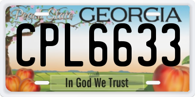 GA license plate CPL6633