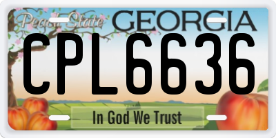 GA license plate CPL6636
