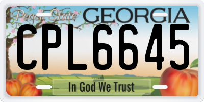 GA license plate CPL6645