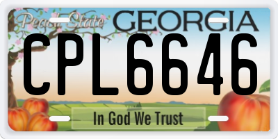 GA license plate CPL6646