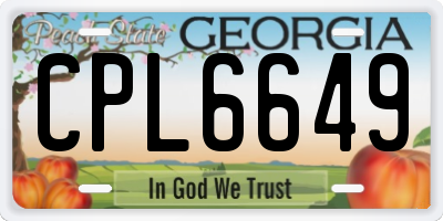 GA license plate CPL6649