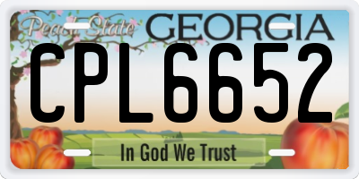 GA license plate CPL6652