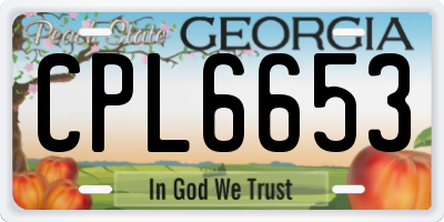 GA license plate CPL6653