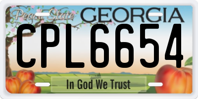 GA license plate CPL6654