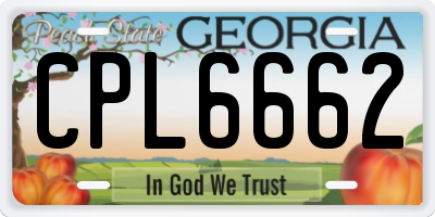 GA license plate CPL6662