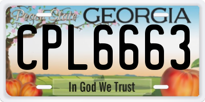 GA license plate CPL6663