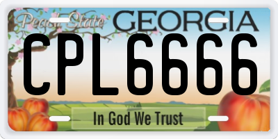 GA license plate CPL6666