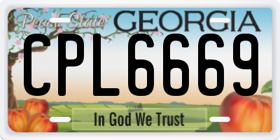 GA license plate CPL6669