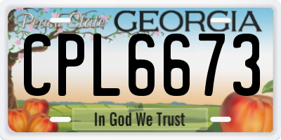 GA license plate CPL6673