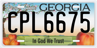GA license plate CPL6675