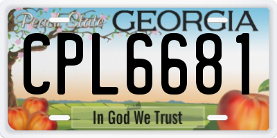 GA license plate CPL6681