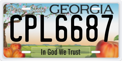 GA license plate CPL6687