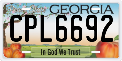GA license plate CPL6692