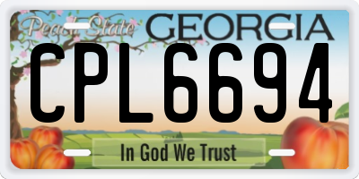 GA license plate CPL6694