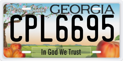 GA license plate CPL6695
