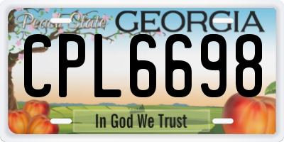 GA license plate CPL6698