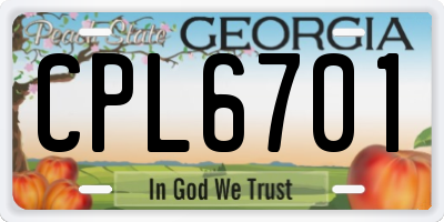 GA license plate CPL6701