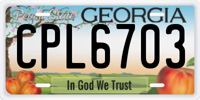 GA license plate CPL6703