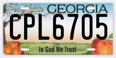 GA license plate CPL6705
