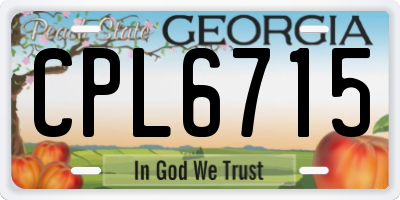 GA license plate CPL6715