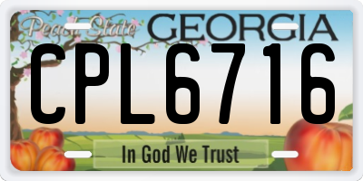 GA license plate CPL6716