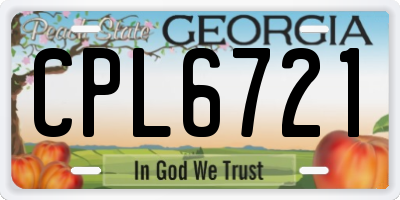 GA license plate CPL6721
