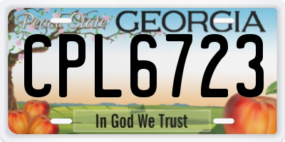 GA license plate CPL6723