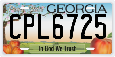 GA license plate CPL6725