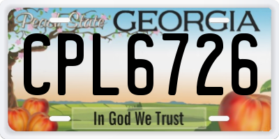 GA license plate CPL6726