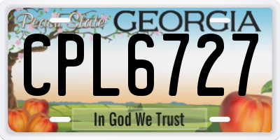 GA license plate CPL6727